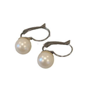 Reserved.. earrings, Pierced, Antiqued, Silvertone, Cream Pearl, Vintage jewelry